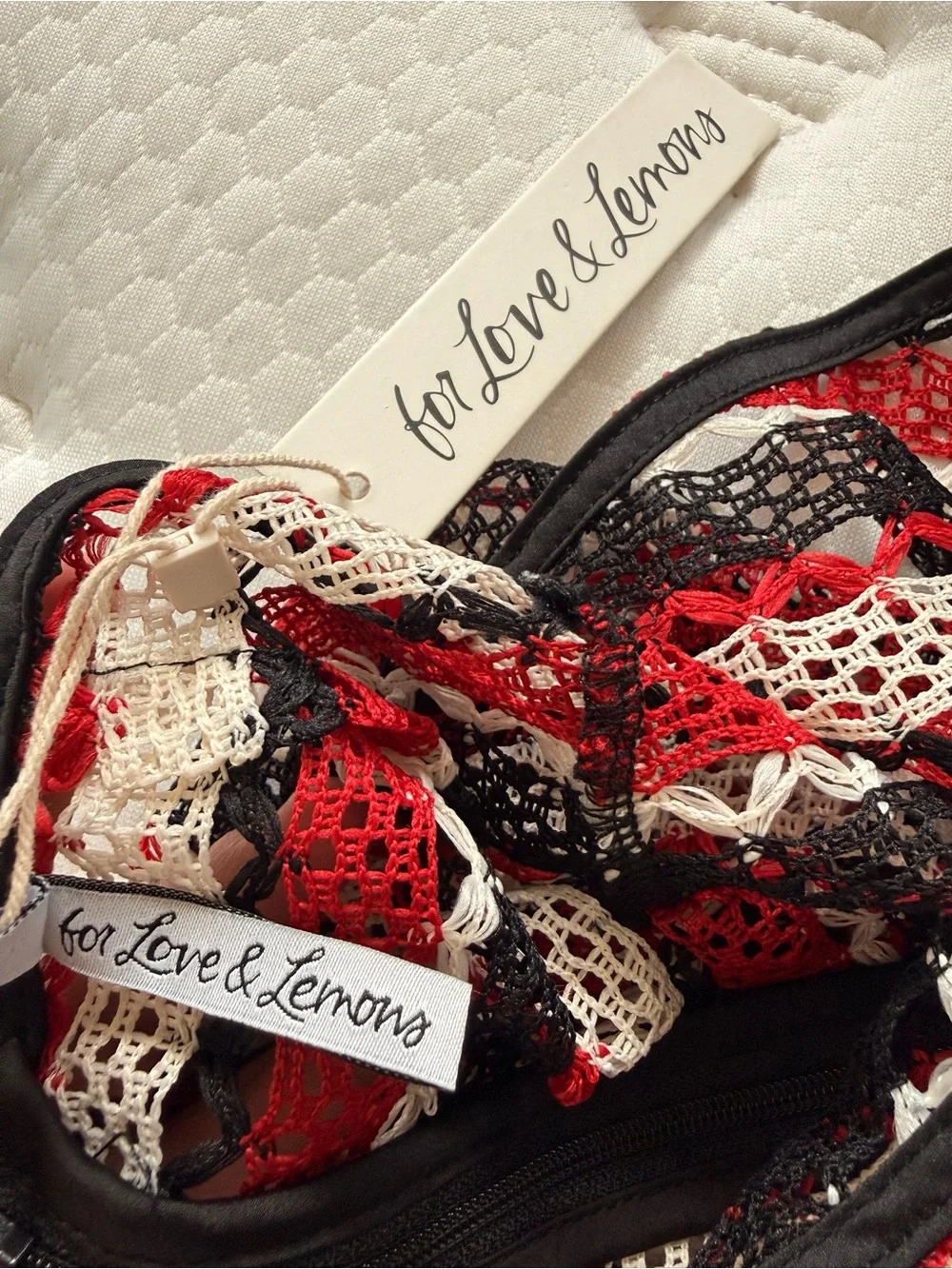 For Love And Lemons Red, Black & White Striped Mini Dress size small - Picture 7 of 8